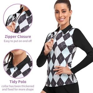 Soneven Long Sleeve Golf Polo Shirts Moisture Wicking Quick‎ Dry Half-Zip